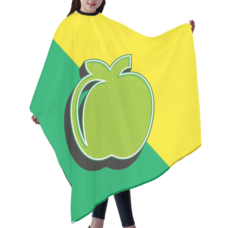 Personality  Apple Green and yellow modern 3d vector icon logo hair cutting cape