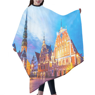 Personality  Evening Scenery Of The Old Town Hall Square In Riga, Latvia Hair Cutting Cape