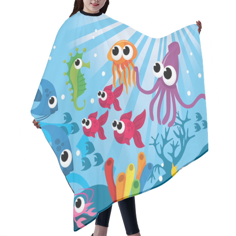 Personality  Underwater Cartoon Creatures Hair Cutting Cape