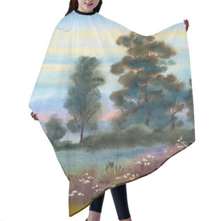 Personality  Birds Fly Over The Field Hair Cutting Cape