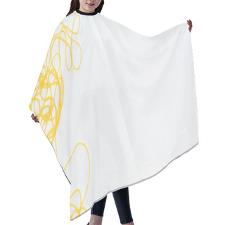 Personality  Top View Of Yellow Yarn With Copy Space Isolated On White  Hair Cutting Cape