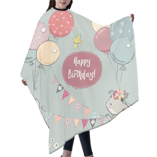 Personality  Cute Hares With Balloons Hair Cutting Cape