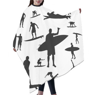 Personality  Vector Silhouette Of People. Hair Cutting Cape
