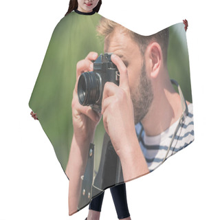 Personality  Bearded Male Photographer Hair Cutting Cape