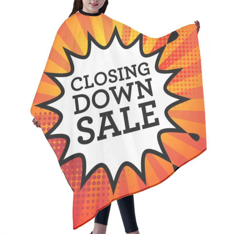 Personality  Comic Explosion With Text Closing Down Sale Hair Cutting Cape