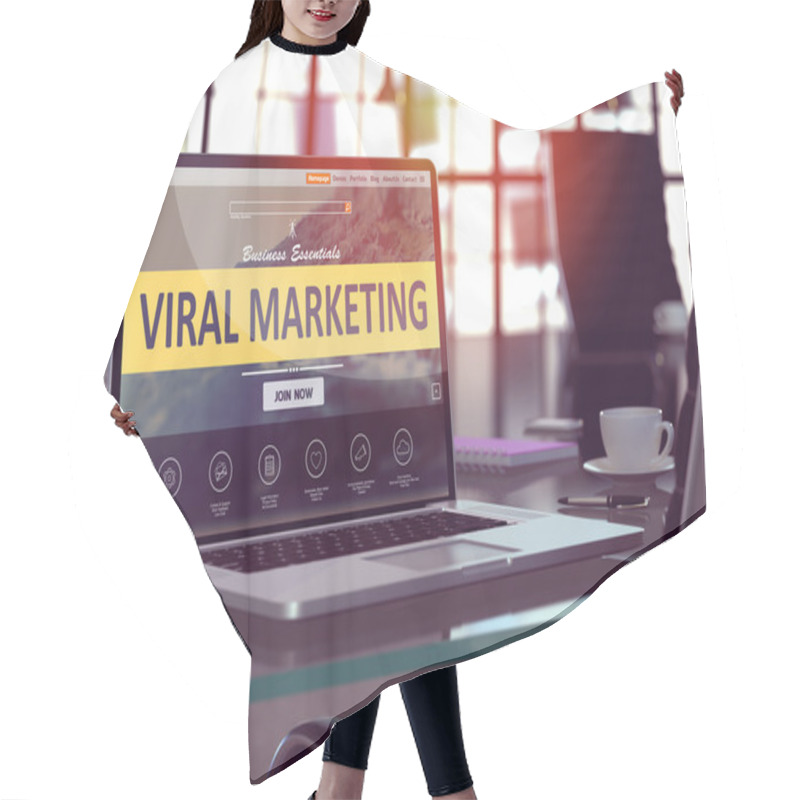Personality  Viral Marketing Concept on Laptop Screen. hair cutting cape