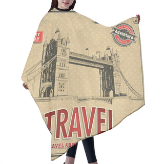 Personality  Vintage Travel London Vacation Poster Hair Cutting Cape