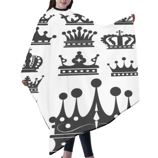 Personality  Crown. Set Of Isolated Symbols Hair Cutting Cape