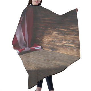 Personality  Close-up View Of American Flag On Wooden Background, Travel Concept Hair Cutting Cape