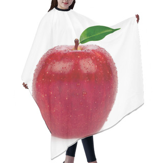 Personality  Fresh Red Apple With Leaf Isolated On White Hair Cutting Cape