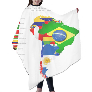 Personality  Map Of South America With Flags Hair Cutting Cape