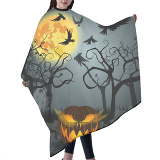 Personality  Halloween Illustration With Jack O Hair Cutting Cape