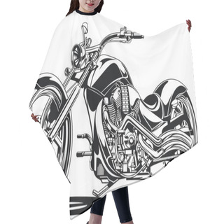 Personality  My Black And White Motorbike Design Hair Cutting Cape