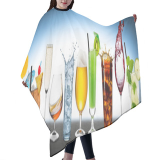 Personality  Row Of Various Beverages Hair Cutting Cape