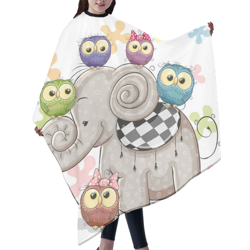 Personality  Elephant And Owls Hair Cutting Cape