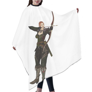 Personality  Fantasy Female Archer Drawing Her Bow Hair Cutting Cape