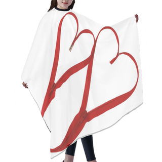 Personality  Valentine Day Linked Red Zipper Hearts Isolated On White Background Hair Cutting Cape