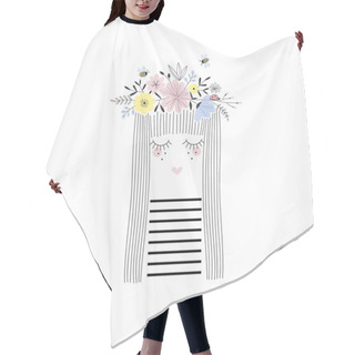 Personality  Girl In Flower Garland Tender Illustration Hair Cutting Cape