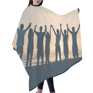 Personality  Group Of People With Raised Arms Looking At Sunset Hair Cutting Cape