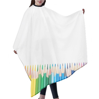 Personality  Rainbow Spectrum Made With Sharpened Color Pencils Isolated On White Hair Cutting Cape
