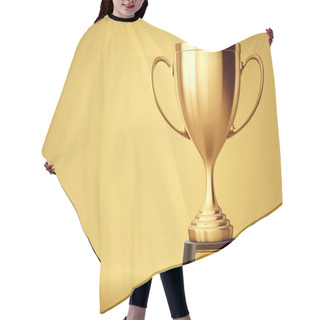 Personality  Golden Winner Cup On Yellow Background  Hair Cutting Cape