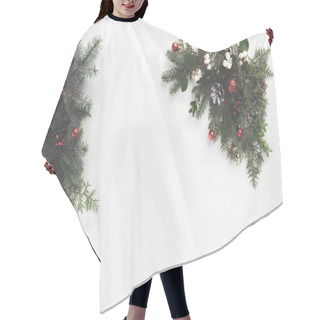 Personality  Fir Branches With Christmas Balls And Cones Hair Cutting Cape