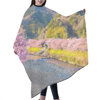 Personality  Blooming Sakura Trees Along River Hair Cutting Cape
