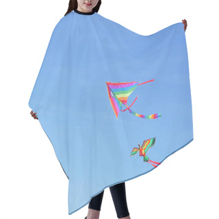 Personality  Vibrant Kite On Blue Sky Background Hair Cutting Cape