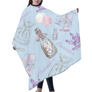 Personality  Lavender Natural Cosmetic Seamless Pattern. Hair Cutting Cape