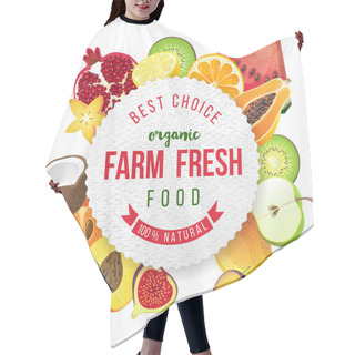 Personality  Round Emblem With Fresh Fruits And Type Design Hair Cutting Cape