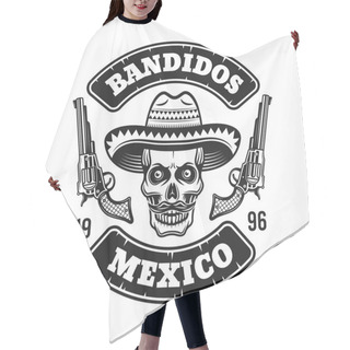 Personality  Mexican Bandit Emblem With Skull In Sombrero Hair Cutting Cape