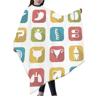 Personality  Round Icons Of Internal Human Organs Flat Design Hair Cutting Cape