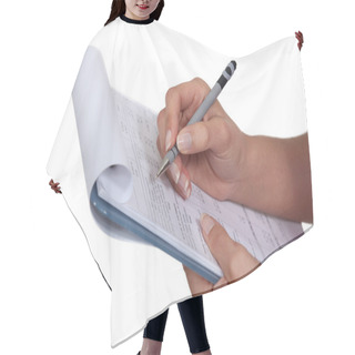 Personality  Woman Filling A Form Hair Cutting Cape