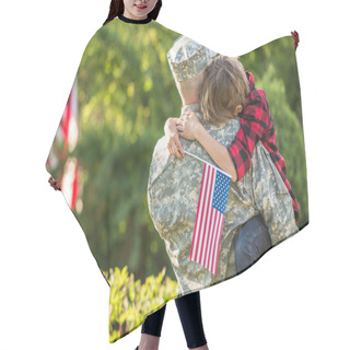 Personality  American Soldier Reunited With Son On A Sunny Day  Hair Cutting Cape