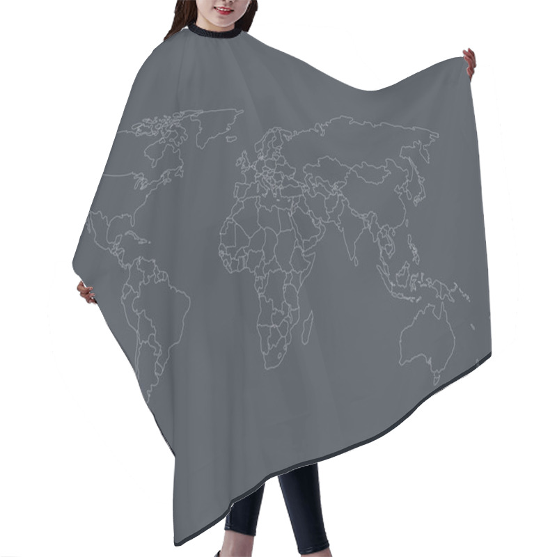 Personality  World Map With Smoothed Country Borders Hair Cutting Cape