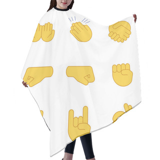 Personality  Hand Gesture Emojis Color Icons Set Hair Cutting Cape