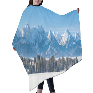 Personality  Panoramic Landscape At Winter With Alps Mountains In Bavaria Hair Cutting Cape