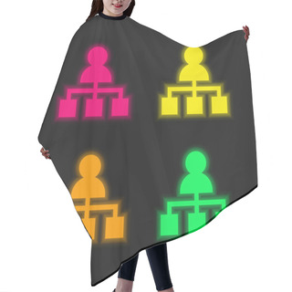 Personality  Boss Four Color Glowing Neon Vector Icon Hair Cutting Cape