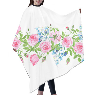 Personality  Forget-me-nots And Roses Seamless Vector Horizontal Banner Hair Cutting Cape