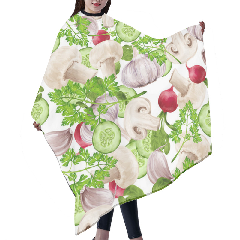 Personality  Vegetable Mix Seamless Pattern Hair Cutting Cape