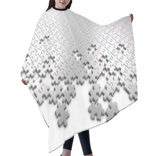 Personality  Metal Jigsaw Puzzle Pieces Hair Cutting Cape