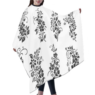 Personality  Set Of Black And White Flowers Cutting Hair Cutting Cape