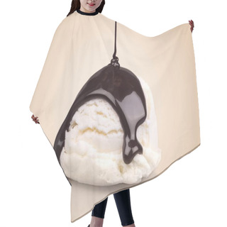 Personality  Vanilla Ice Cream With Chocolate Sauce On Background Hair Cutting Cape
