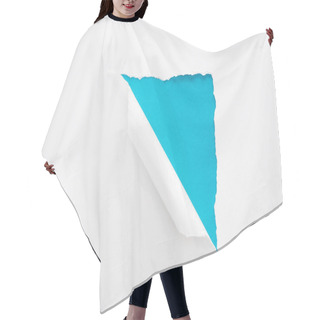 Personality  White Torn And Rolled Paper On Colorful Blue Background Hair Cutting Cape