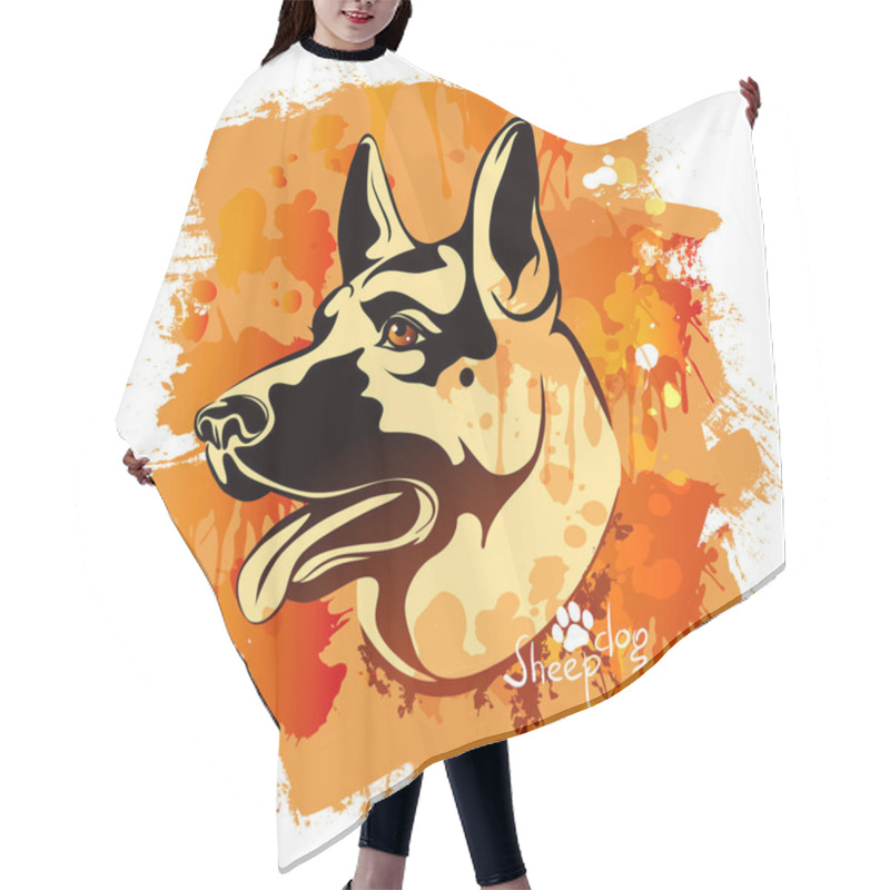 Personality  Watercolor Image Of The Head Of A Dog Of The Sheepdog Breed Hair Cutting Cape