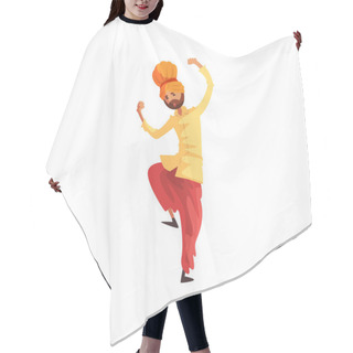 Personality  Man Dancer In Traditional Indian Clothes Performing Folk Dance Vector Illustration On A White Background Hair Cutting Cape
