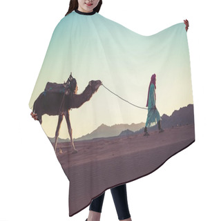 Personality  Camel Caravan With People Going Through The Sand Dunes In The Sa Hair Cutting Cape