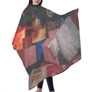 Personality  Santa With Gifts Under Christmas Tree Hair Cutting Cape