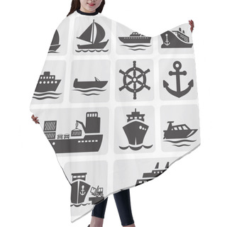Personality  Boat And Ship Icons Set Hair Cutting Cape