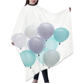 Personality  Festive Colorful Blue, Purple And White Balloons Isolated On White Hair Cutting Cape